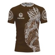 Viking Norse Mjolnirs Might Brown Belt Custom BJJ Rash Guard for Men - Image 3