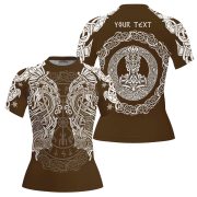 Viking Norse Mjolnirs Might Brown Belt Custom BJJ Rash Guard for Women