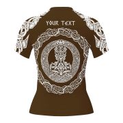 Viking Norse Mjolnirs Might Brown Belt Custom BJJ Rash Guard for Women - Image 4
