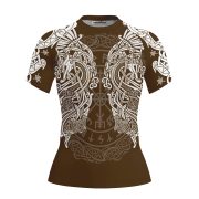 Viking Norse Mjolnirs Might Brown Belt Custom BJJ Rash Guard for Women - Image 3
