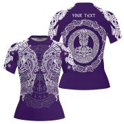 Viking Norse Mjolnirs Might Purple Belt Custom BJJ Rash Guard for Women