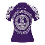 Viking Norse Mjolnirs Might Purple Belt Custom BJJ Rash Guard for Women - Image 4