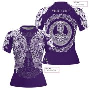 Viking Norse Mjolnirs Might Purple Belt Custom BJJ Rash Guard for Women - Image 5
