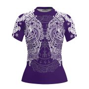 Viking Norse Mjolnirs Might Purple Belt Custom BJJ Rash Guard for Women - Image 3