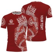 Viking Norse Mjolnirs Might Red Belt Custom BJJ Rash Guard for Men