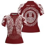 Viking Norse Mjolnirs Might Red Belt Custom BJJ Rash Guard for Women