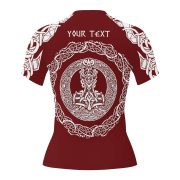 Viking Norse Mjolnirs Might Red Belt Custom BJJ Rash Guard for Women - Image 4