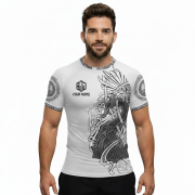 Viking Norse Mjolnirs Might White Belt Custom BJJ Rash Guard for Men - Image 2