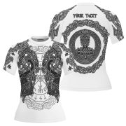 Viking Norse Mjolnirs Might White Belt Custom BJJ Rash Guard for Women