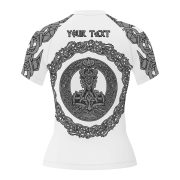 Viking Norse Mjolnirs Might White Belt Custom BJJ Rash Guard for Women - Image 4