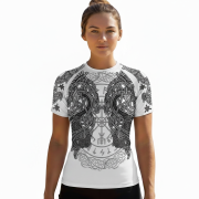 Viking Norse Mjolnirs Might White Belt Custom BJJ Rash Guard for Women - Image 2