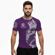 Viking Norse Mjolnirs Might Purple Belt Custom BJJ Rash Guard for Men - Image 2