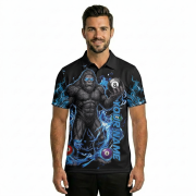 Bigfoot Blue Fire 8 Ball Billiard Sasquatch Custom Pool Shirt - Image 2