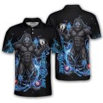 Bigfoot Blue Fire 8 Ball Billiard Sasquatch Custom Pool Shirt
