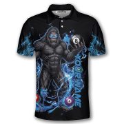 Bigfoot Blue Fire 8 Ball Billiard Sasquatch Custom Pool Shirt - Image 3