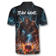 Bigfoot Blue Fire Bowling Ball Pins Sasquatch Custom Bowling Shirt - Image 4