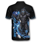 Bigfoot Blue Fire Gray Black Sasquatch Custom Bowling Shirt - Image 4