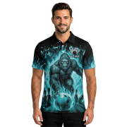 Bigfoot Ghostly Blue Fire Flame Sasquatch Custom Bowling Shirt - Image 2