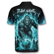 Bigfoot Ghostly Blue Fire Flame Sasquatch Custom Bowling Shirt - Image 4