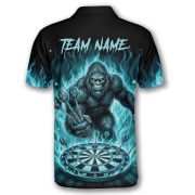 Bigfoot Ghostly Blue Fire Flame Sasquatch Custom Darts Shirt - Image 4