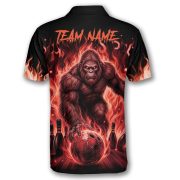Bigfoot Ghostly Red Fire Flame Sasquatch Custom Bowling Shirt - Image 4