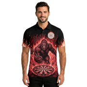 Bigfoot Ghostly Red Fire Flame Sasquatch Custom Darts Shirt - Image 2