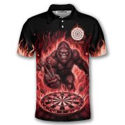 Bigfoot Ghostly Red Fire Flame Sasquatch Custom Darts Shirt - Image 3