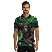 Bigfoot Green Fire 8 Ball Billiard Skull Pattern Custom Pool Shirt - Image 2