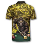 Bigfoot Green Fire 8 Ball Billiard Skull Pattern Custom Pool Shirt - Image 4