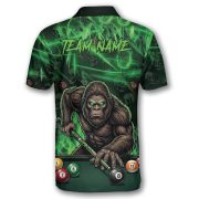Bigfoot Green Fire 8 Ball Billiard Skull Pattern Custom Pool Shirt - Image 4