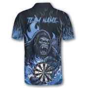 Bigfoot Holding Dartboard Blue Fire Sasquatch Custom Darts Shirt - Image 4