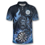 Bigfoot Holding Dartboard Blue Fire Sasquatch Custom Darts Shirt - Image 3