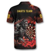 Bigfoot Playing Darts Red Fire Sasquatch Custom Darts Shirt - Image 4