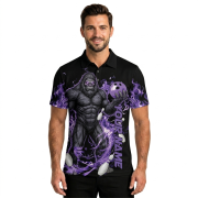 Bigfoot Purple Fire Gray Black Sasquatch Custom Bowling Shirt - Image 2