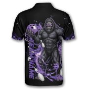 Bigfoot Purple Fire Gray Black Sasquatch Custom Bowling Shirt - Image 4