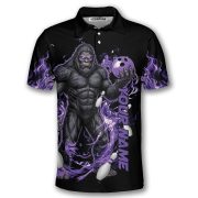 Bigfoot Purple Fire Gray Black Sasquatch Custom Bowling Shirt - Image 3