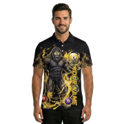 Bigfoot Yellow Fire 9 Ball Billiard Sasquatch Custom Pool Shirt - Image 2