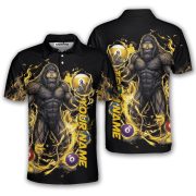 Bigfoot Yellow Fire 9 Ball Billiard Sasquatch Custom Pool Shirt