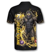 Bigfoot Yellow Fire 9 Ball Billiard Sasquatch Custom Pool Shirt - Image 4