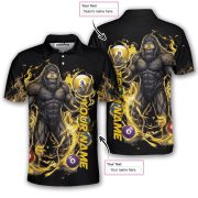 Bigfoot Yellow Fire 9 Ball Billiard Sasquatch Custom Pool Shirt - Image 5