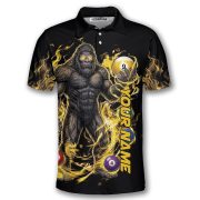 Bigfoot Yellow Fire 9 Ball Billiard Sasquatch Custom Pool Shirt - Image 3