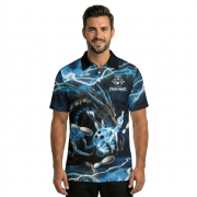 Blue Fire Dragon Flaming Bowling Ball Lightning Art Custom Bowling Shirt - Image 2