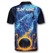 Blue Wolf Fire Bowling Strike Custom Bowling Shirt - Image 3