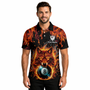 Fierce Wolf Blue 8 Ball Billiard Custom Pool Shirt - Image 2