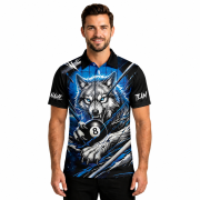 Fierce Wolf Blue 8 Ball Billiard Custom Pool Shirt - Image 2