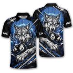 Fierce Wolf Blue 8 Ball Billiard Custom Pool Shirt