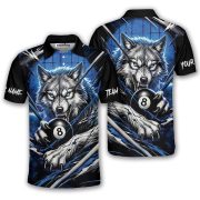 Fierce Wolf Blue 8 Ball Billiard Custom Pool Shirt