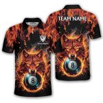 Fierce Wolf Blue 8 Ball Billiard Custom Pool Shirt