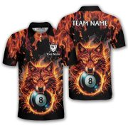 Fierce Wolf Blue 8 Ball Billiard Custom Pool Shirt
