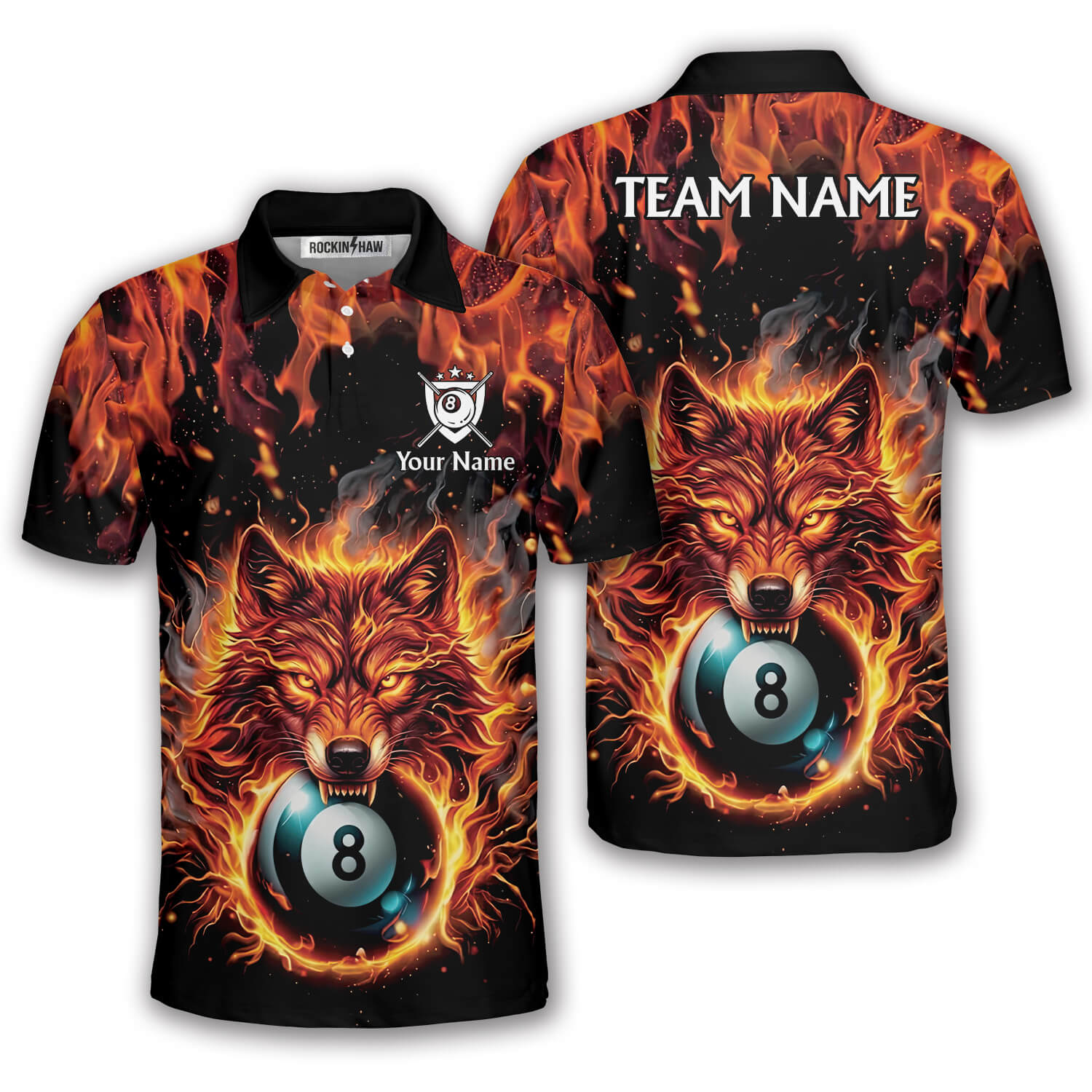 Fierce Wolf Blue 8 Ball Billiard Custom Pool Shirt #336PRM20260422 Mockup FB Fierce Wolf Blue 8 Ball Billiard Custom Pool Shirt - Image 1